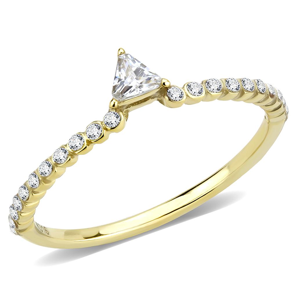 DA323 - IP Gold(Ion Plating) Stainless Steel Ring with AAA Grade CZ in Clear