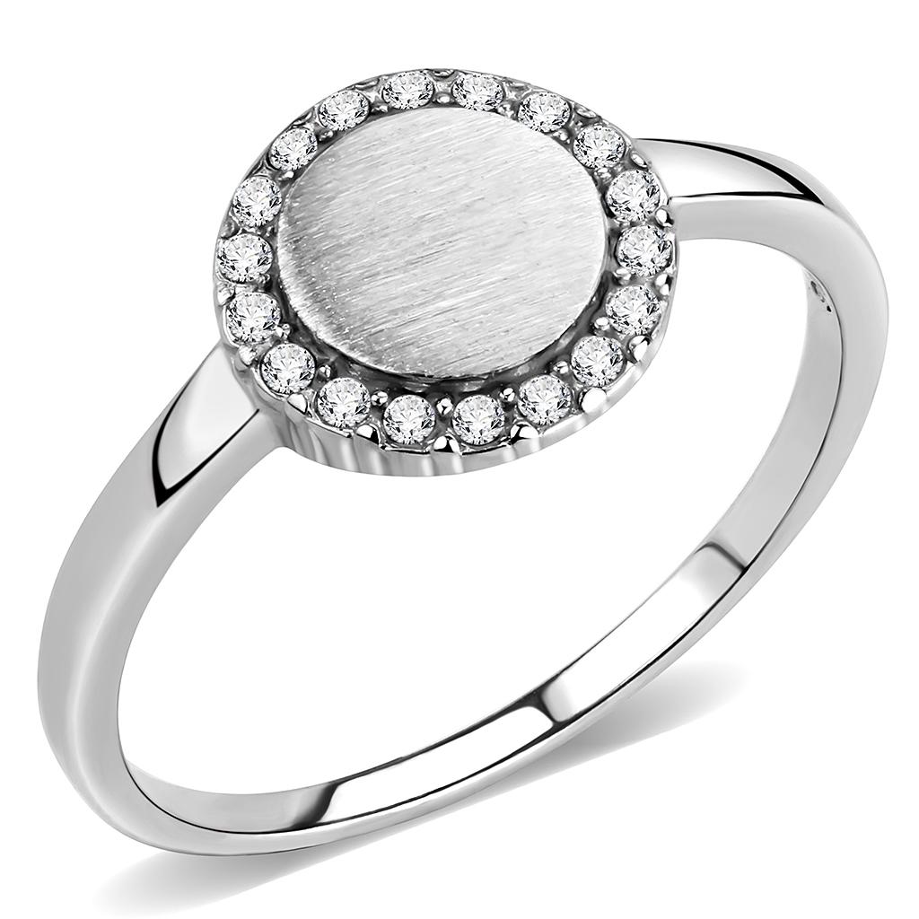 DA340 - No Plating Stainless Steel Ring with AAA Grade CZ in Clear