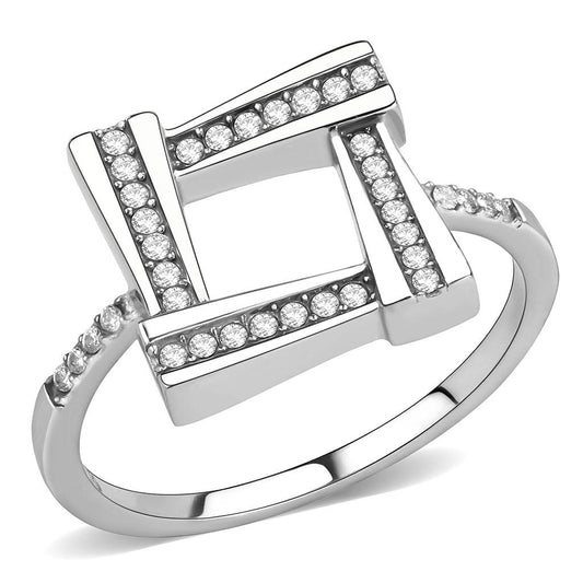 DA341 - No Plating Stainless Steel Ring with AAA Grade CZ in Clear