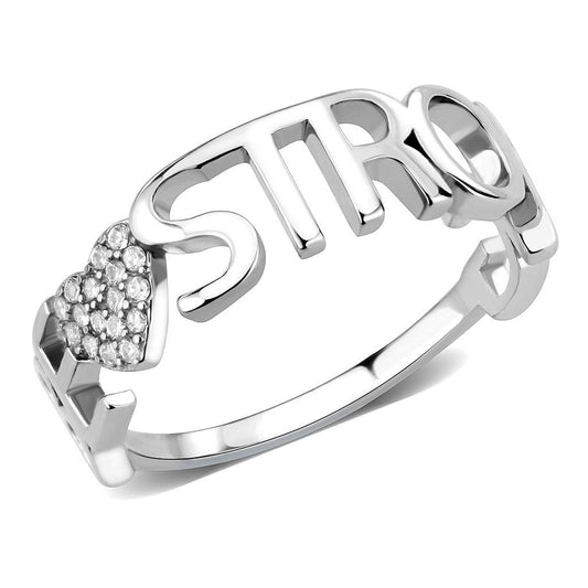 DA356 - High polished (no plating) Stainless Steel Ring with AAA Grade CZ in Clear