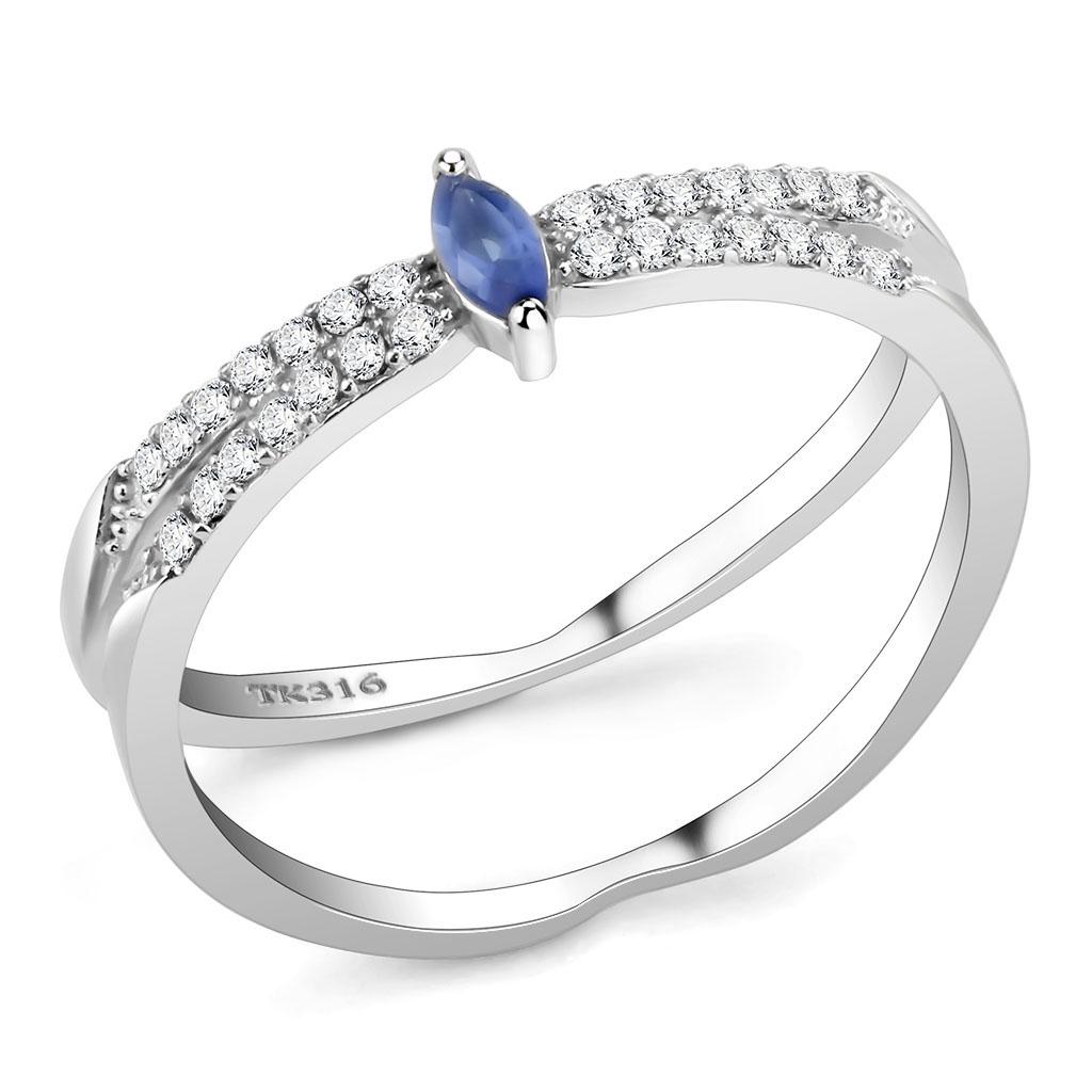 DA383 - High polished (no plating) Stainless Steel Ring with Synthetic in Montana
