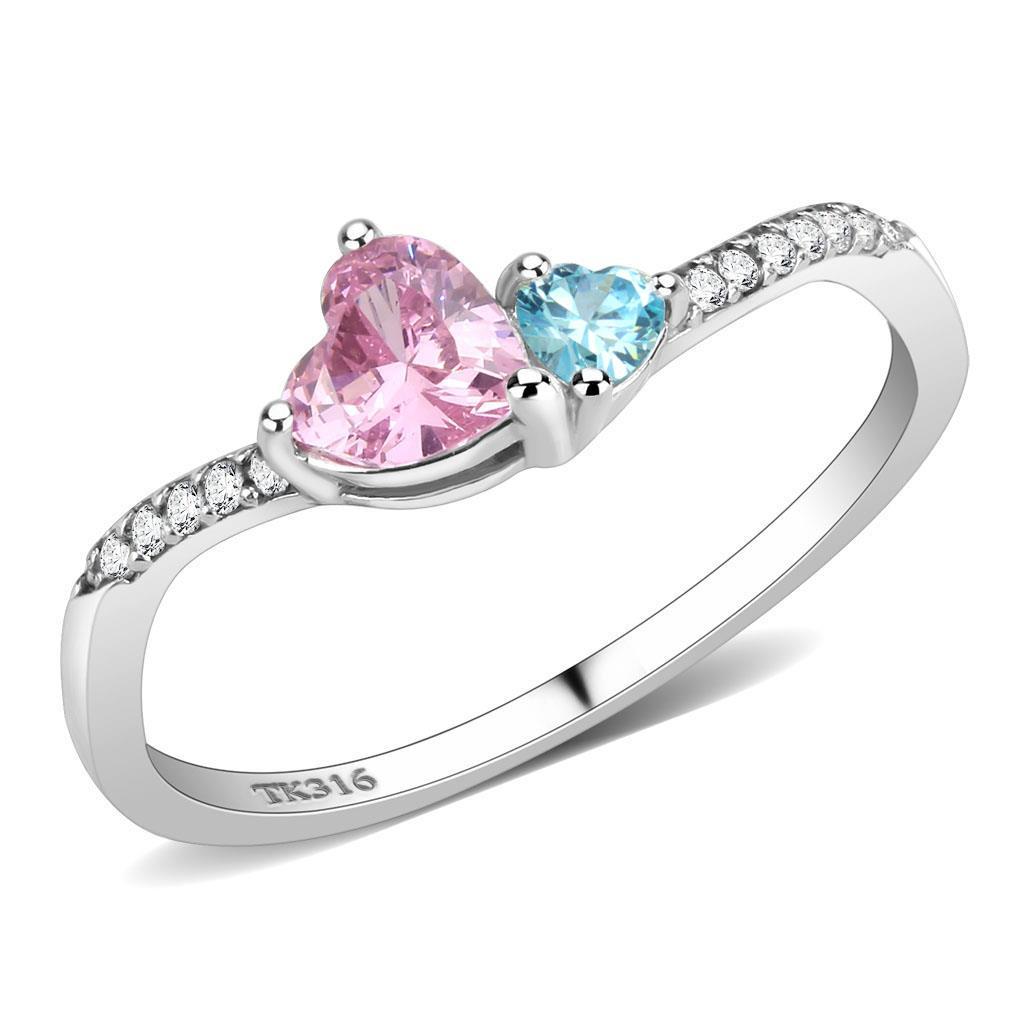 DA384Q - High polished (no plating) Stainless Steel Ring with AAA Grade CZ in Multi Color