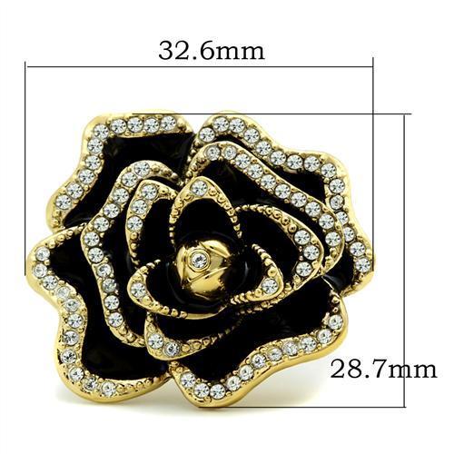 GL021 - IP Gold(Ion Plating) Brass Ring with Top Grade Crystal in Clear
