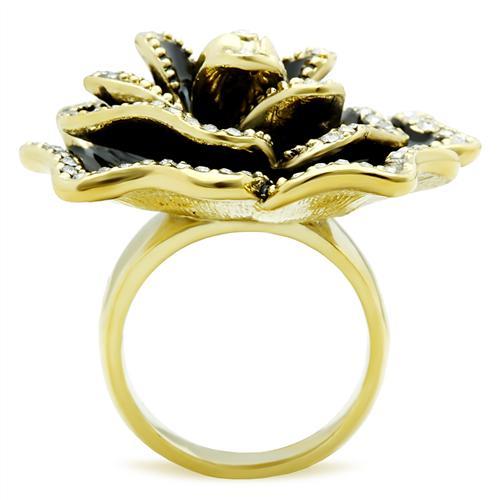 GL021 - IP Gold(Ion Plating) Brass Ring with Top Grade Crystal in Clear