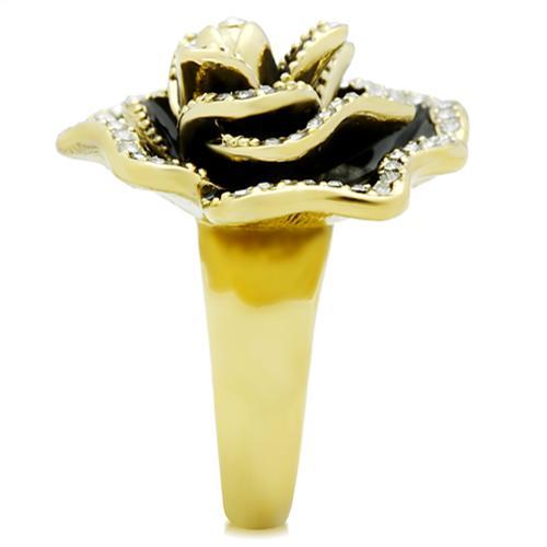 GL021 - IP Gold(Ion Plating) Brass Ring with Top Grade Crystal in Clear