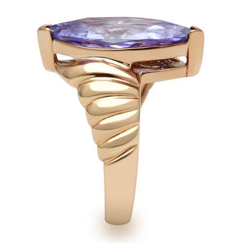GL139 - IP Rose Gold(Ion Plating) Brass Ring with AAA Grade CZ in Light Amethyst