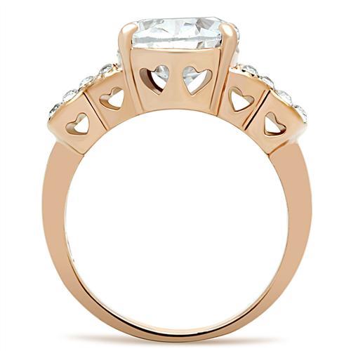 GL141 - IP Rose Gold(Ion Plating) Brass Ring with AAA Grade CZ in Clear