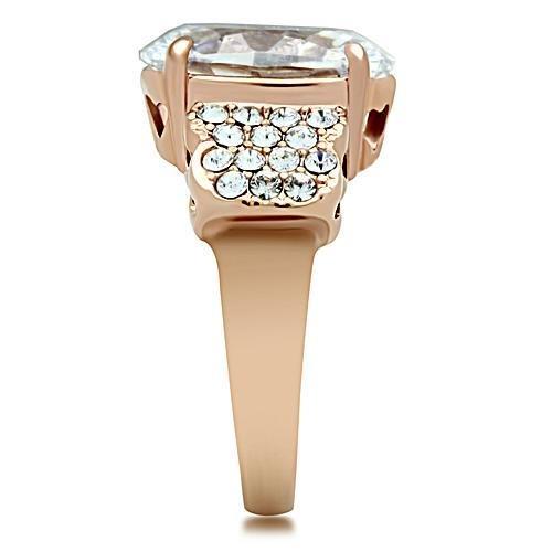 GL141 - IP Rose Gold(Ion Plating) Brass Ring with AAA Grade CZ in Clear