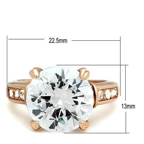 GL144 - IP Rose Gold(Ion Plating) Brass Ring with AAA Grade CZ in Clear