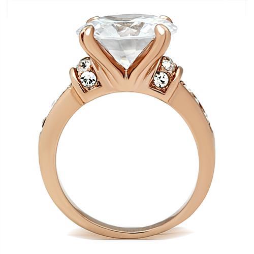 GL144 - IP Rose Gold(Ion Plating) Brass Ring with AAA Grade CZ in Clear