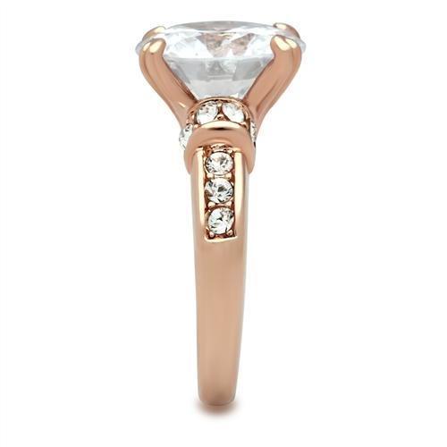 GL144 - IP Rose Gold(Ion Plating) Brass Ring with AAA Grade CZ in Clear