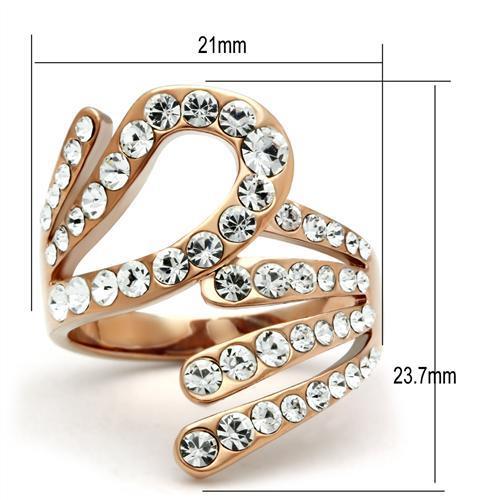 GL149 - IP Rose Gold(Ion Plating) Brass Ring with Top Grade Crystal in Clear