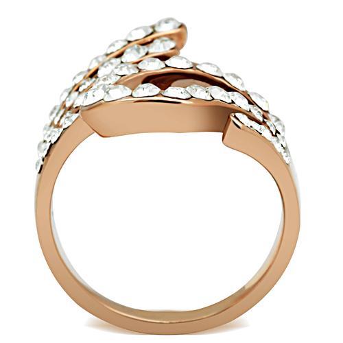 GL149 - IP Rose Gold(Ion Plating) Brass Ring with Top Grade Crystal in Clear