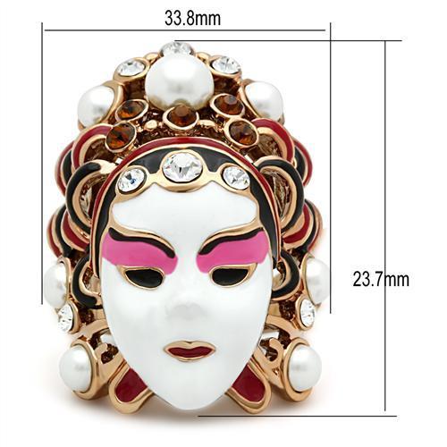 GL163 - IP Rose Gold(Ion Plating) Brass Ring with Top Grade Crystal in Clear