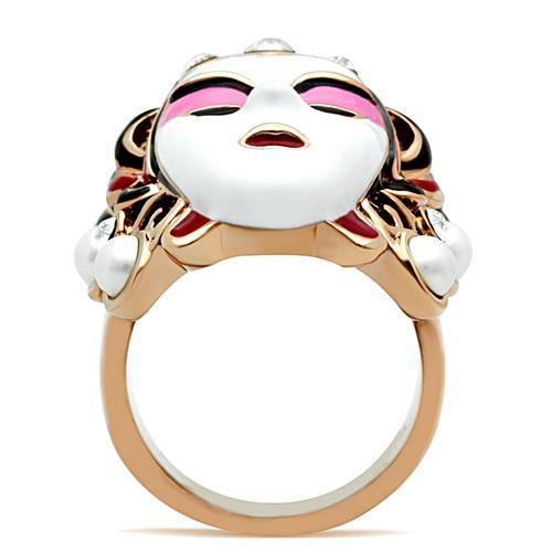 GL163 - IP Rose Gold(Ion Plating) Brass Ring with Top Grade Crystal in Clear