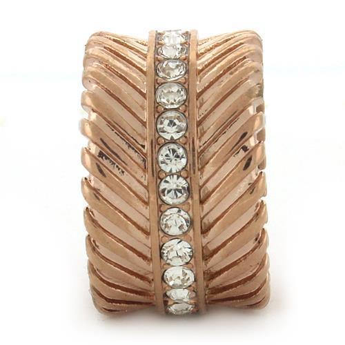 GL202 - IP Rose Gold(Ion Plating) Brass Ring with Top Grade Crystal in Clear