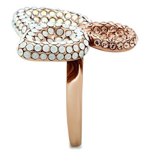 GL219 - IP Rose Gold(Ion Plating) Brass Ring with Top Grade Crystal in Multi Color