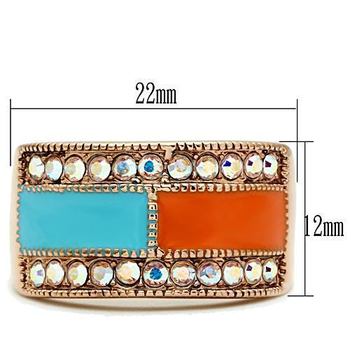 GL221 - IP Rose Gold(Ion Plating) Brass Ring with Top Grade Crystal in Clear