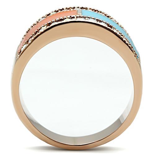 GL221 - IP Rose Gold(Ion Plating) Brass Ring with Top Grade Crystal in Clear