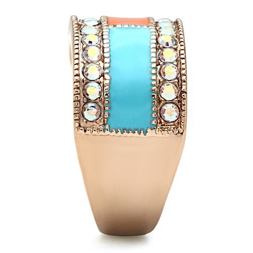 GL221 - IP Rose Gold(Ion Plating) Brass Ring with Top Grade Crystal in Clear