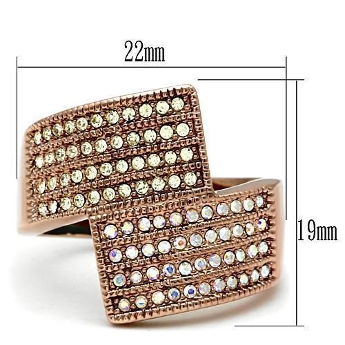 GL229 - IP Rose Gold(Ion Plating) Brass Ring with Top Grade Crystal in Multi Color