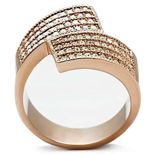 GL229 - IP Rose Gold(Ion Plating) Brass Ring with Top Grade Crystal in Multi Color