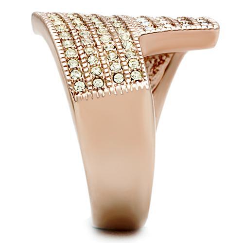 GL229 - IP Rose Gold(Ion Plating) Brass Ring with Top Grade Crystal in Multi Color