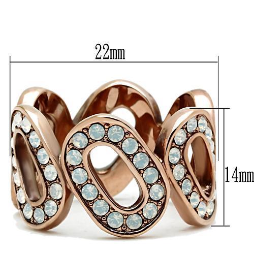 GL232 - IP Rose Gold(Ion Plating) Brass Ring with Top Grade Crystal in Aurora Borealis (Rainbow Effect)
