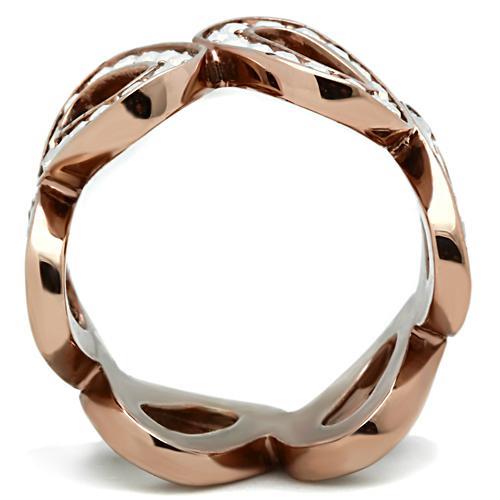GL232 - IP Rose Gold(Ion Plating) Brass Ring with Top Grade Crystal in Aurora Borealis (Rainbow Effect)