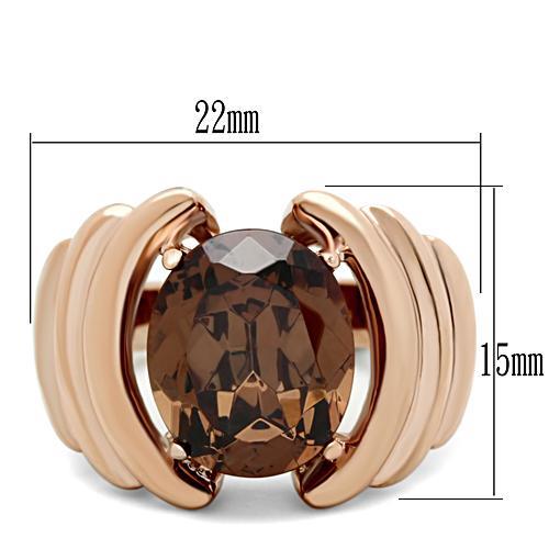 GL242 - IP Rose Gold(Ion Plating) Brass Ring with AAA Grade CZ in Brown