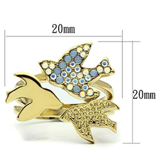 GL277 - IP Gold(Ion Plating) Brass Ring with Top Grade Crystal in Multi Color