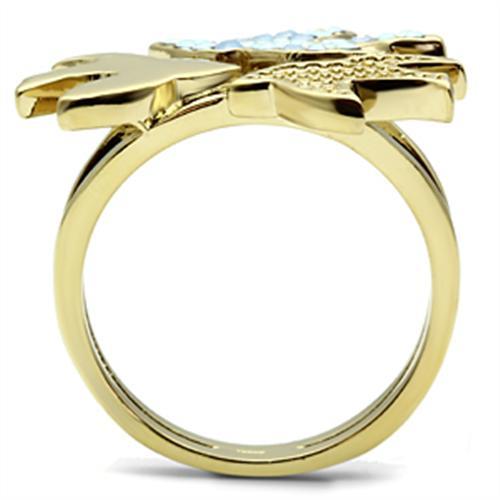 GL277 - IP Gold(Ion Plating) Brass Ring with Top Grade Crystal in Multi Color