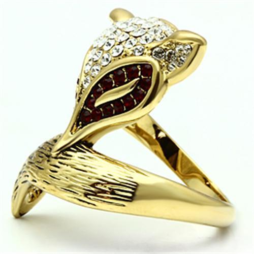 GL297 - IP Gold(Ion Plating) Brass Ring with Top Grade Crystal in Multi Color