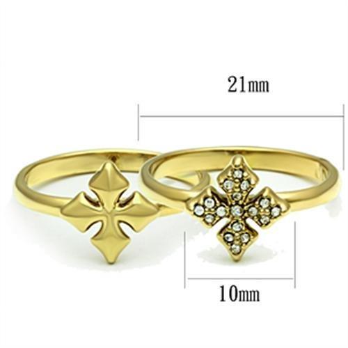 GL319 - IP Gold(Ion Plating) Brass Ring with Top Grade Crystal in Clear