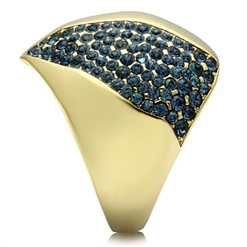 GL324 - IP Gold(Ion Plating) Brass Ring with Top Grade Crystal in Montana