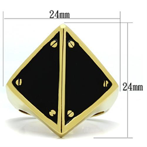 GL325 - IP Gold(Ion Plating) Brass Ring with Epoxy in Jet