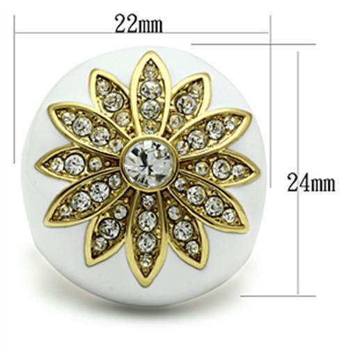 GL326 - IP Gold(Ion Plating) Brass Ring with Top Grade Crystal in Clear