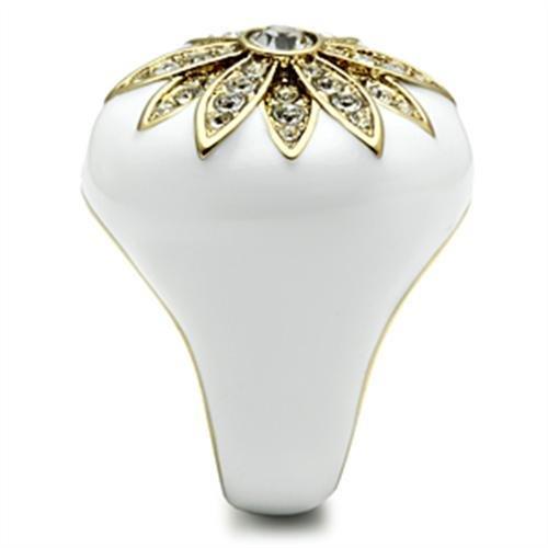 GL326 - IP Gold(Ion Plating) Brass Ring with Top Grade Crystal in Clear