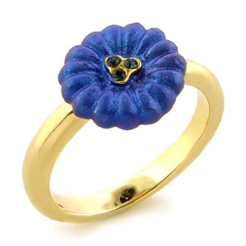 LO091 - Gold White Metal Ring with Top Grade Crystal in Montana