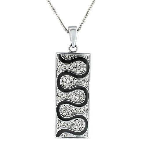 LO1182 - Rhodium Brass Pendant with Top Grade Crystal in Clear