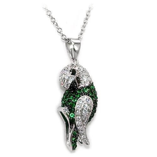 LO1567 - Rhodium + Ruthenium Brass Chain Pendant with AAA Grade CZ in Multi Color