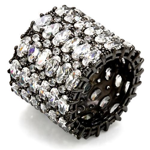 LO1580 - Ruthenium Brass Ring with AAA Grade CZ in Clear