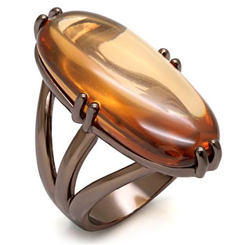 LO1648 - Chocolate Gold Brass Ring with AAA Grade CZ in Champagne