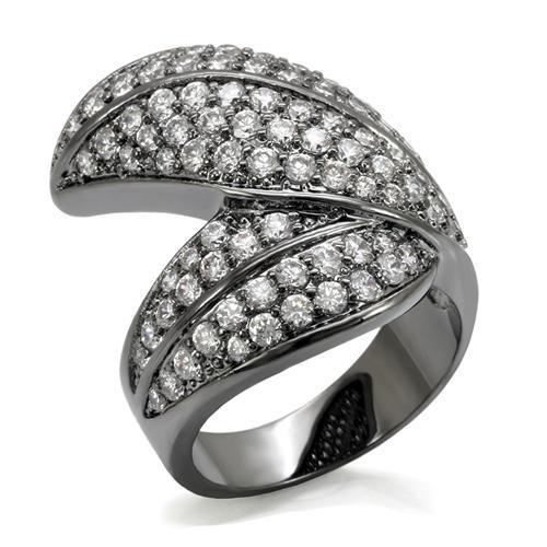 LO1667 - TIN Cobalt Black Brass Ring with AAA Grade CZ in Clear