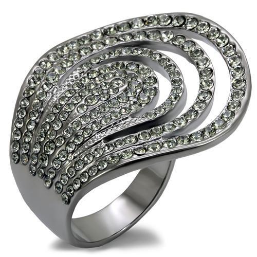LO1669 - TIN Cobalt Black Brass Ring with Top Grade Crystal in Black Diamond