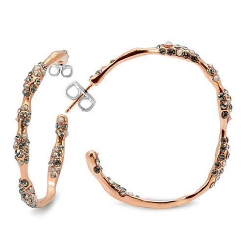 LO1854 - Rose Gold Brass Earrings with Top Grade Crystal in Black Diamond