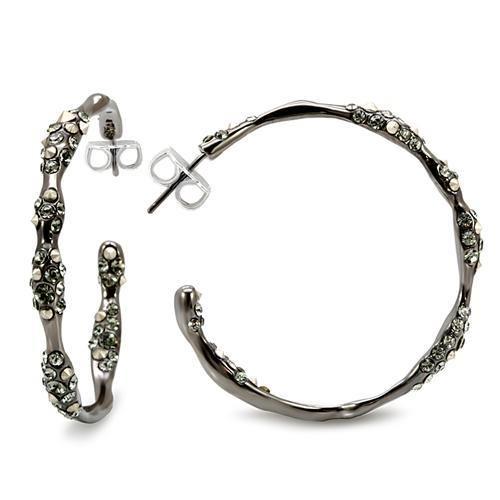 LO1856 - Ruthenium Brass Earrings with Top Grade Crystal in Black Diamond