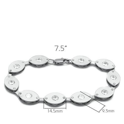 LO2011 - Matte Rhodium & Rhodium Brass Bracelet with AAA Grade CZ in Clear