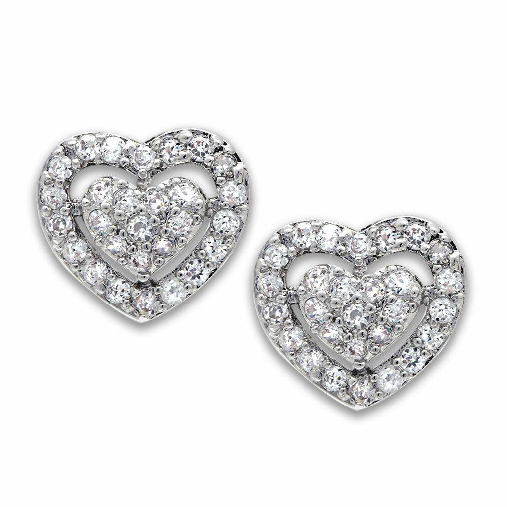 LO2042 - Rhodium Brass Earrings with AAA Grade CZ in Clear