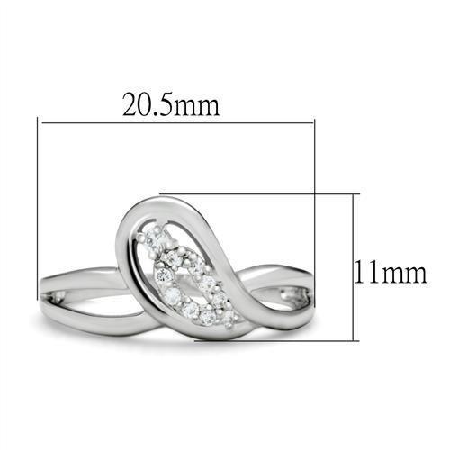 LO2051 - Rhodium Brass Ring with AAA Grade CZ in Clear
